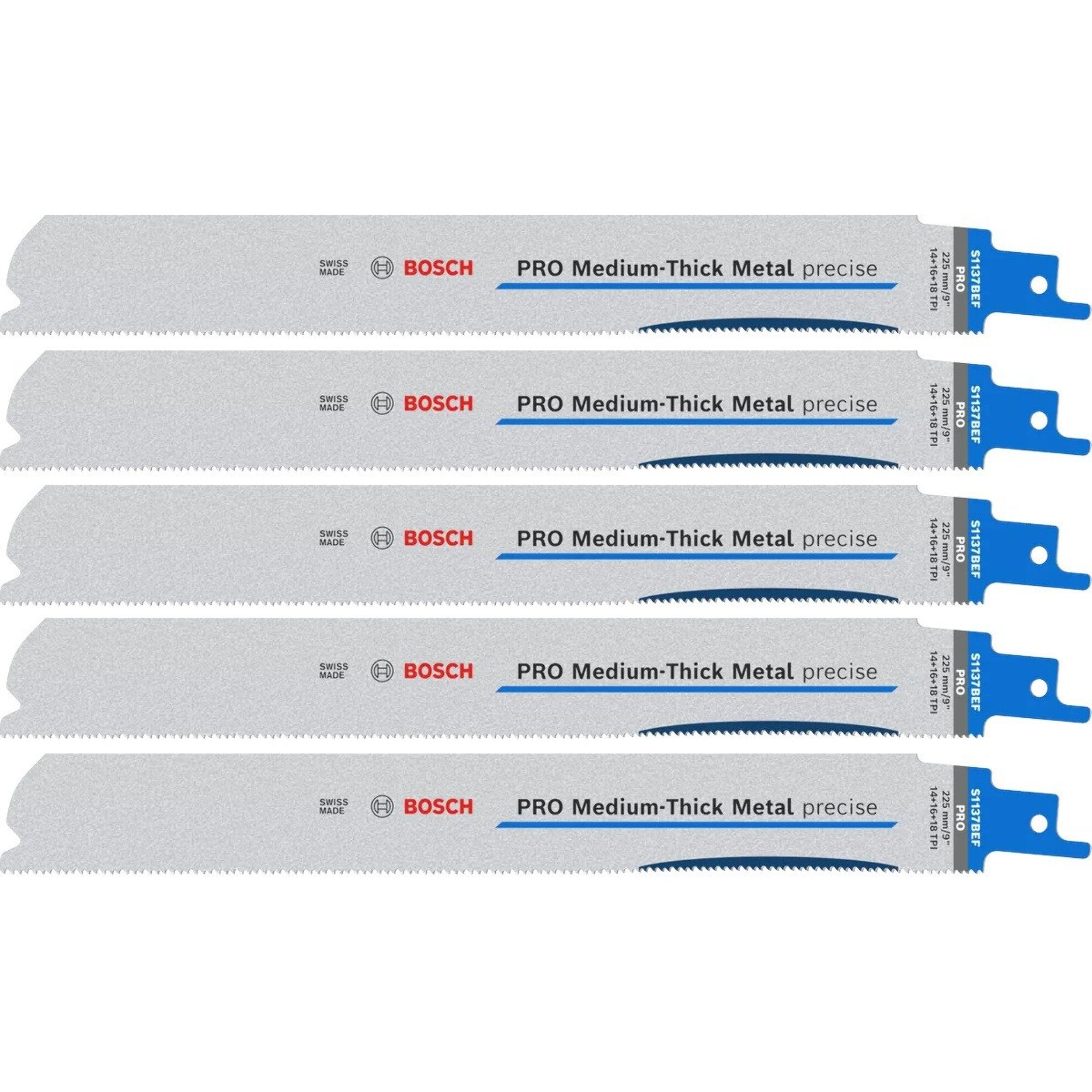Jeu de 5 lames de scie sabre PRO Medium-Thick Metal precise S1137BEF - 225 mm - BOSCH - 2608658994