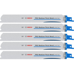 Jeu de 5 lames de scie sabre PRO Medium-Thick Metal precise S1137BEF - 225 mm - BOSCH - 2608658994