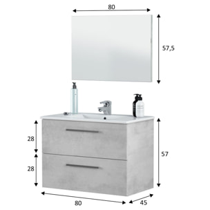 Mueble baño axel 2c 80cm cemento con espejo, sin lavabo