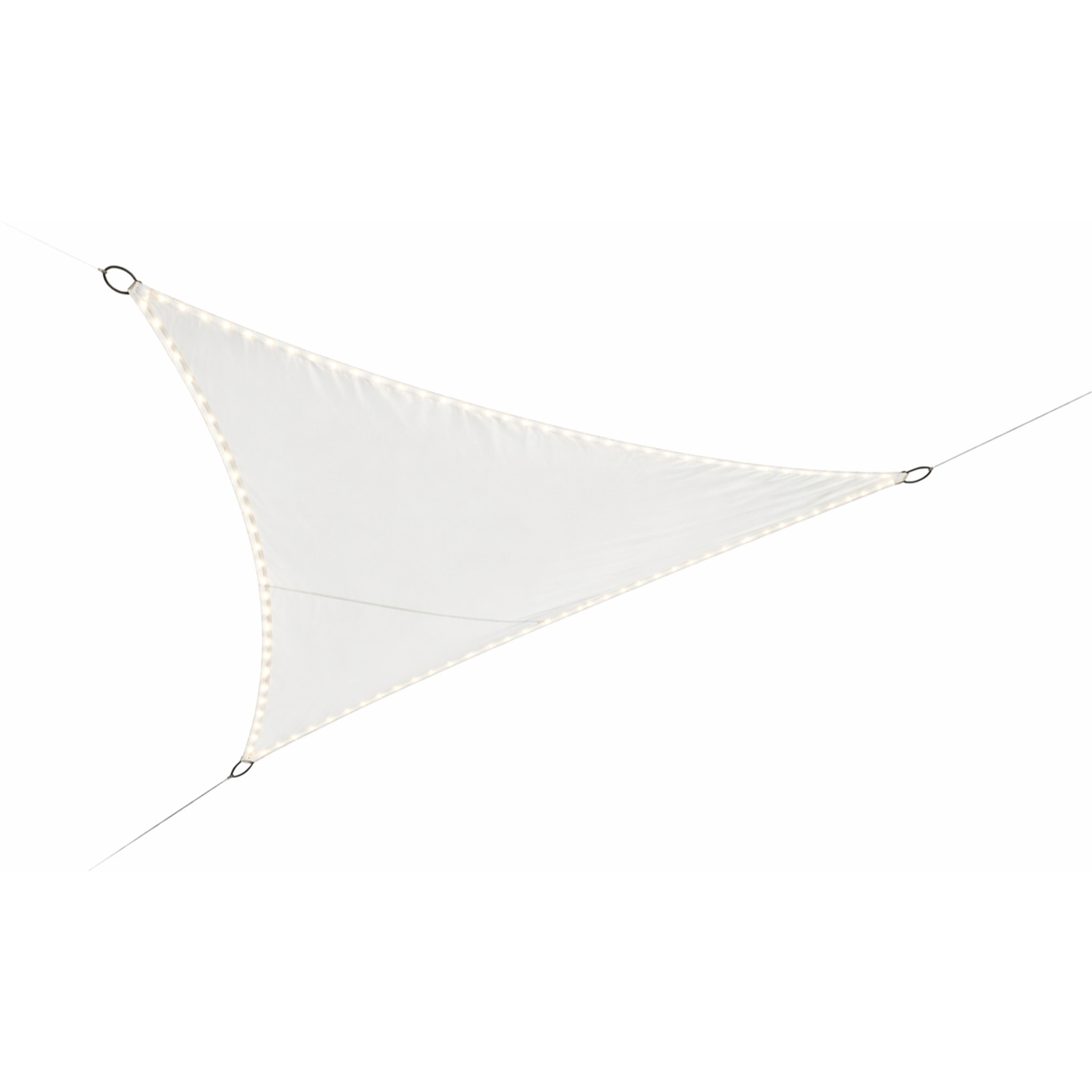 Voile d’ombrage triangulaire avec leds solaires - Blanc