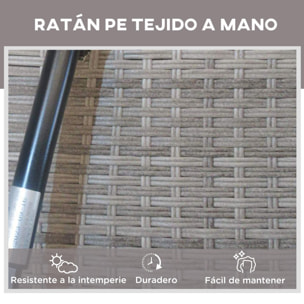 Tumbona de Ratán Reclinable Tumbona de Jardín con Respaldo Ajustable Cojín Extraíble y Lavable Carga 160 kg para Patio Terraza 202x61x29-98 cm Gris y Marrón