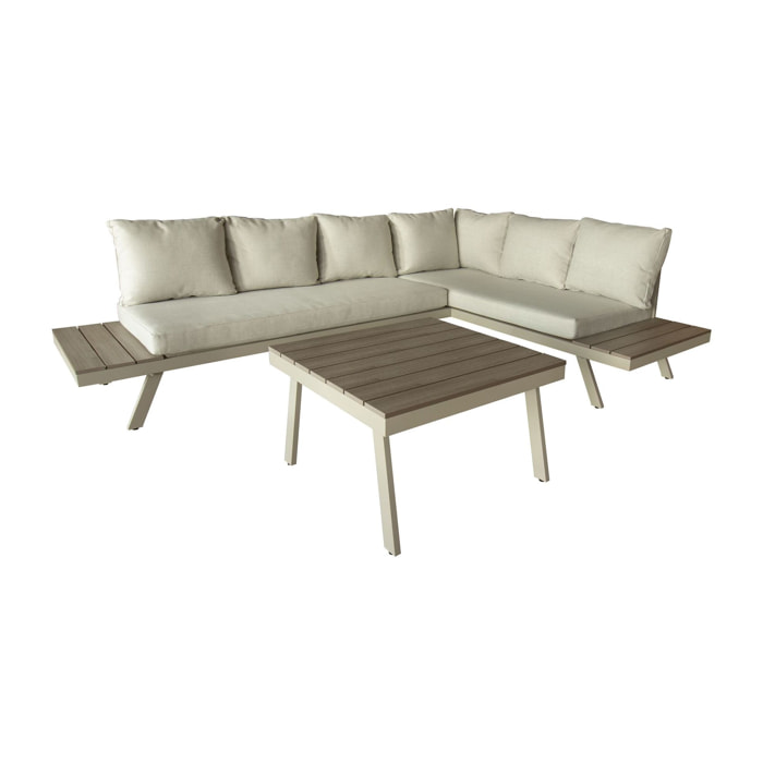 Salon de jardin 6 places en aluminium beige  CALVI
