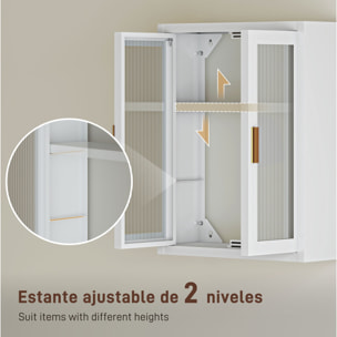 Armario de Baño de Pared, Mueble de Baño Colgante Moderno con Puertas de Acrílico, Estante Ajustable, Cierres Magnéticos, Armario de Almacenamiento para Lavadero, sobre el Inodoro, Blanco