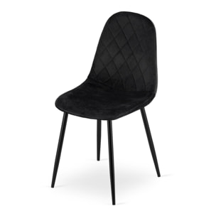 Sedia Asti in velluto nero con gambe in metallo