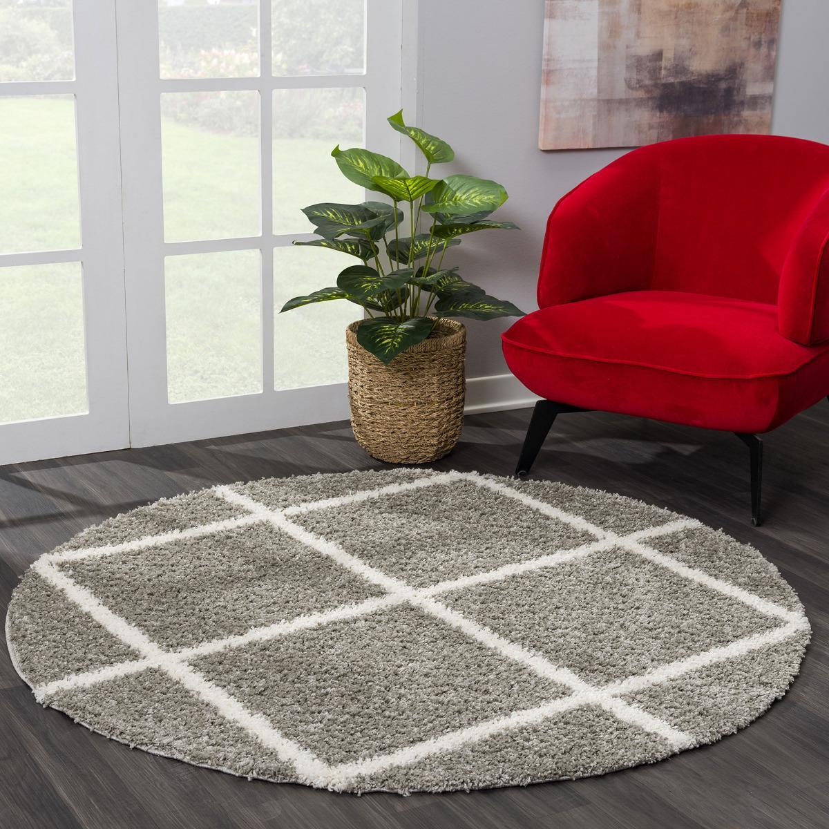 Tapis longs poils shaggy tissé motif scandinave DAMU