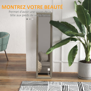 Miroir sur pied et mural rectangulaire dim. 37L x 40l x 157H cm aspect bois gris