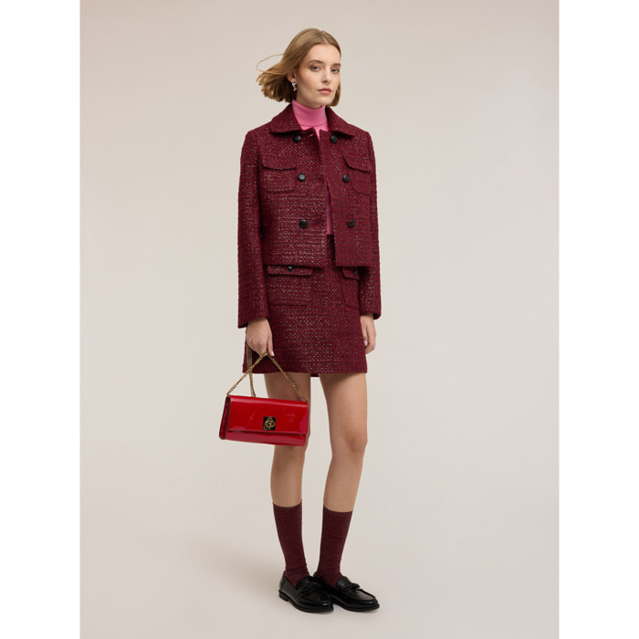 Motivi - Chaqueta cruzada en bouclé - Burgundy