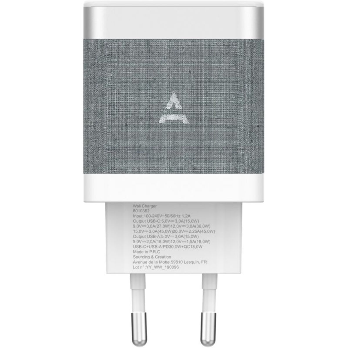 Chargeur secteur ADEQWAT USB-A et USB-C 45W