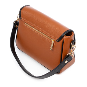 Barbianello bolso bandolera mujer. Piel auténtica Dollaro bitono.