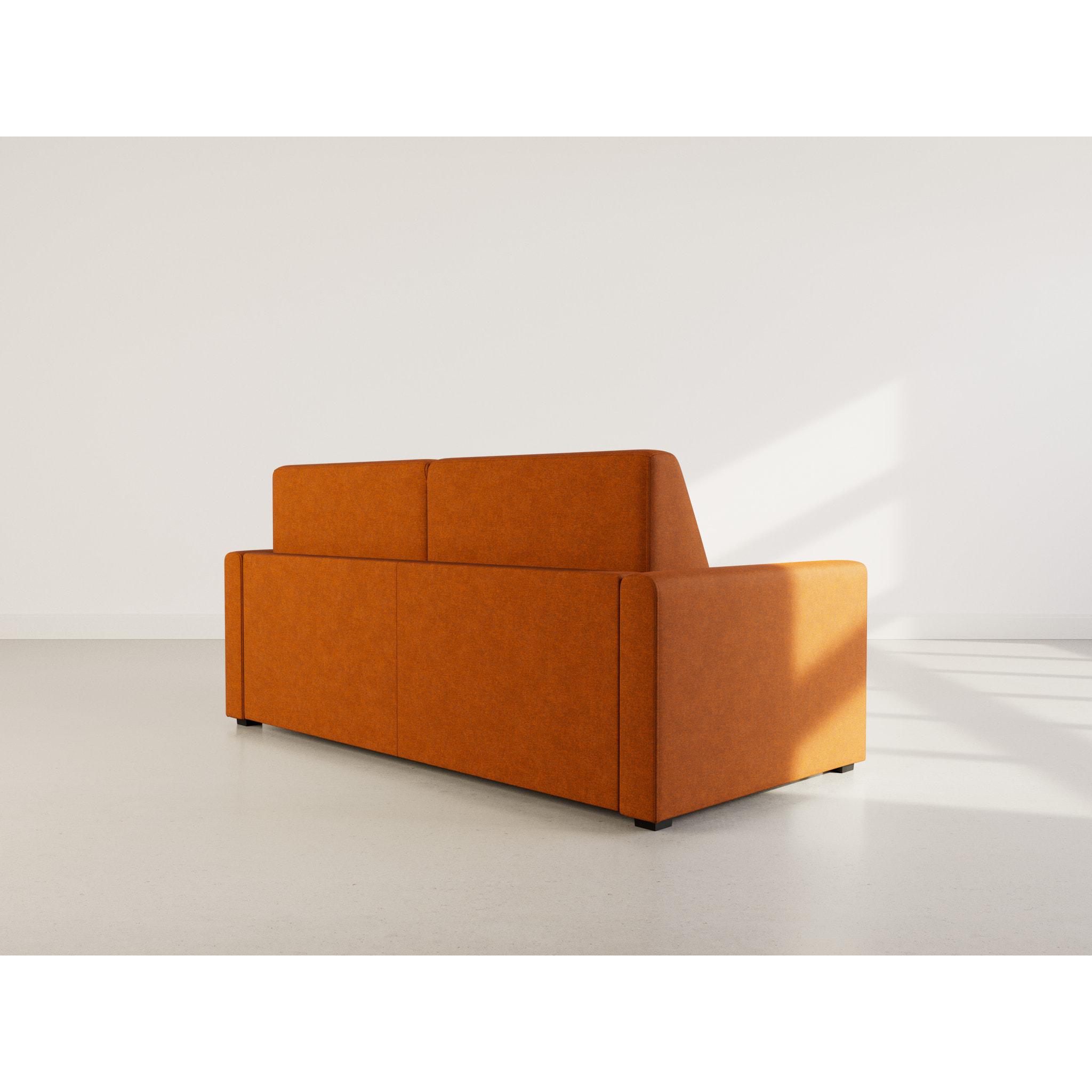 Julia - canapé lit 3 places convertible express couchage quotidien 140 cm matelas 14 cm en tissu - Rouille