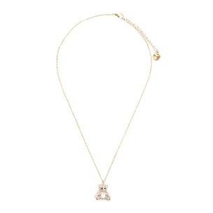 Collana in acciaio gold con pendente orsetto e strass