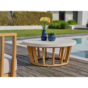 BOGOTA - Salon bas de jardin 5 places en bois d'acacia, plateau effet béton