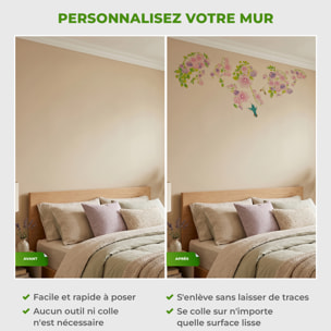 Stickers Muraux décoration adhésifs oiseaux et fleurs violettes