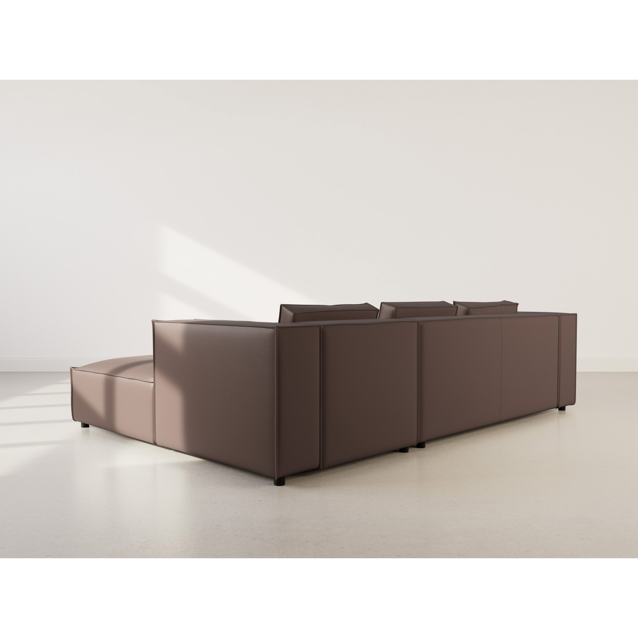 Stella - canapé d'angle droit 4 places en simili - Marron