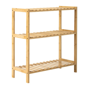 Scaffale in bambù naturale 3 ripiani 60X26X66 cm