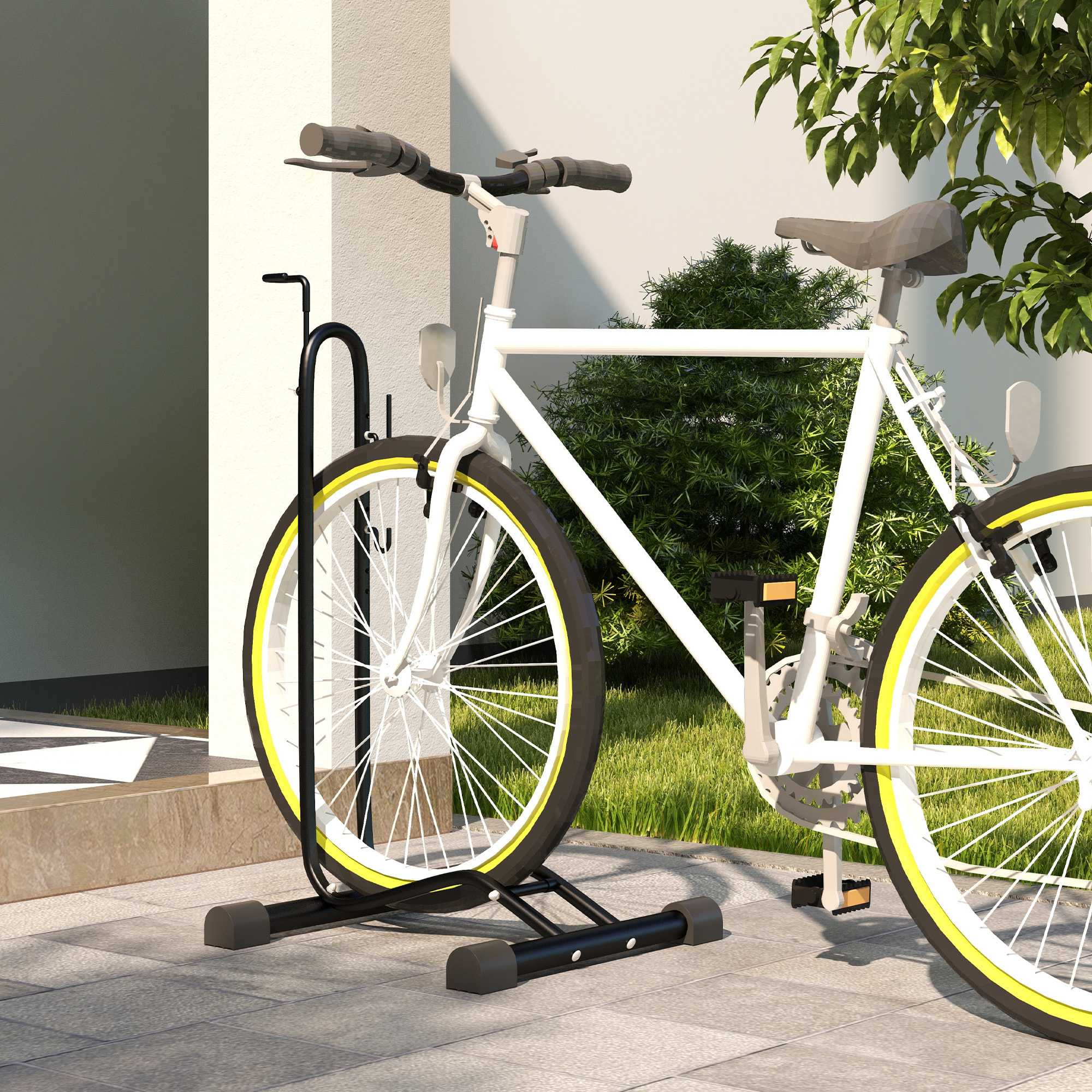 Râtelier vélo - porte-vélo autoportant - compatible roues 6-28 pouces - antidérapant - métal noir