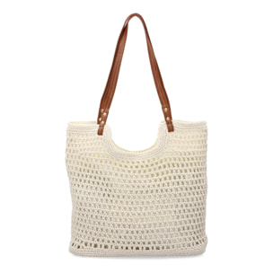 Bolso de hombro para mujer de rafia, diseño moderno con adornos, comodo.