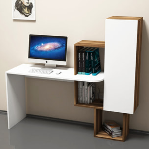 TINKA - Bureau fonctionnel 6 rangements - bois et blanc