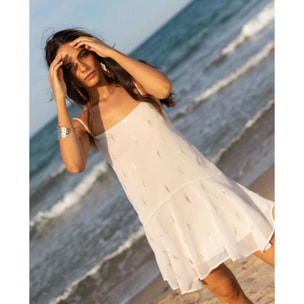 Vestido mini de gasa con escote halter y corte imperio