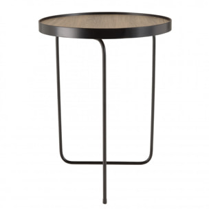 FLEUR - Table d'appoint ronde 40x40cm mocha pieds asymétriques métal