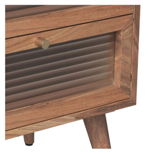 Table de chevet en bois d'acacia 2 tiroirs - Brune