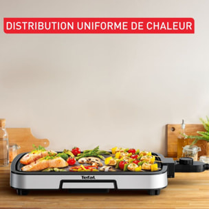 Plancha électrique TEFAL CB630D10 inox à poser, 44x23 cm