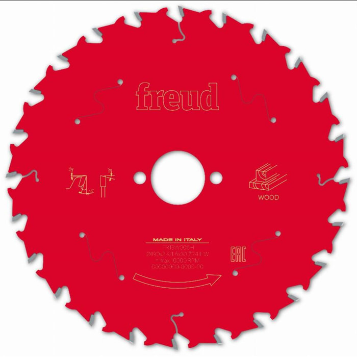Lame pour scie circulaire portative FREUD - Ø190 2,4/1,6 AL30 Z24 BA 15° - F03FS09717 -FR13W006H