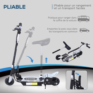 Trottinette électrique 120 W pliable pour enfant de 7 à 12 ans hauteur guidon et selle réglable 10 Km/h max. noir