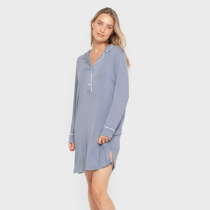 Camisón camisero viscosa punto mujer Azul Indigo