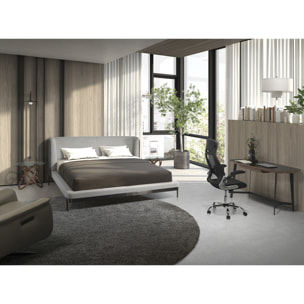 Mesa rincón Angel Cerdá redonda con tapa de cristal templado y patas de madera en nogal 55x55x50cm