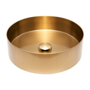 Vasque à poser 38 x 38 x 11 cm Aurum doré brossé en acier inoxydable avec bonde incluse sans trop-plein (SATAUR3838BG)