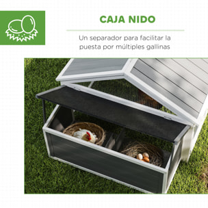 Gallinero para Exterior 240x112,5x76 cm Gallinero de Madera con Techo Abatible Corral Puertas con Cerradura y Nido para Gallinas Conejos Patos Blanco y Gris