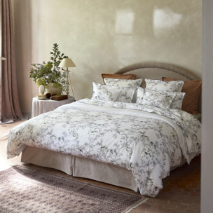 Drap plat imprimé en satin de coton bio, CHARME, Noir et blanc