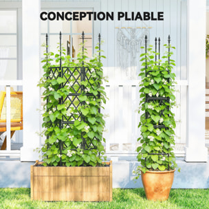 Treillis de jardin pliable pour plantes grimpantes métal noir