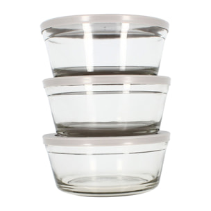 Set de 3 bols en verre avec couvercle 940ml CASSIS