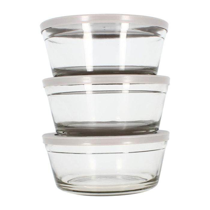 Set de 3 bols en verre avec couvercle 940ml CASSIS