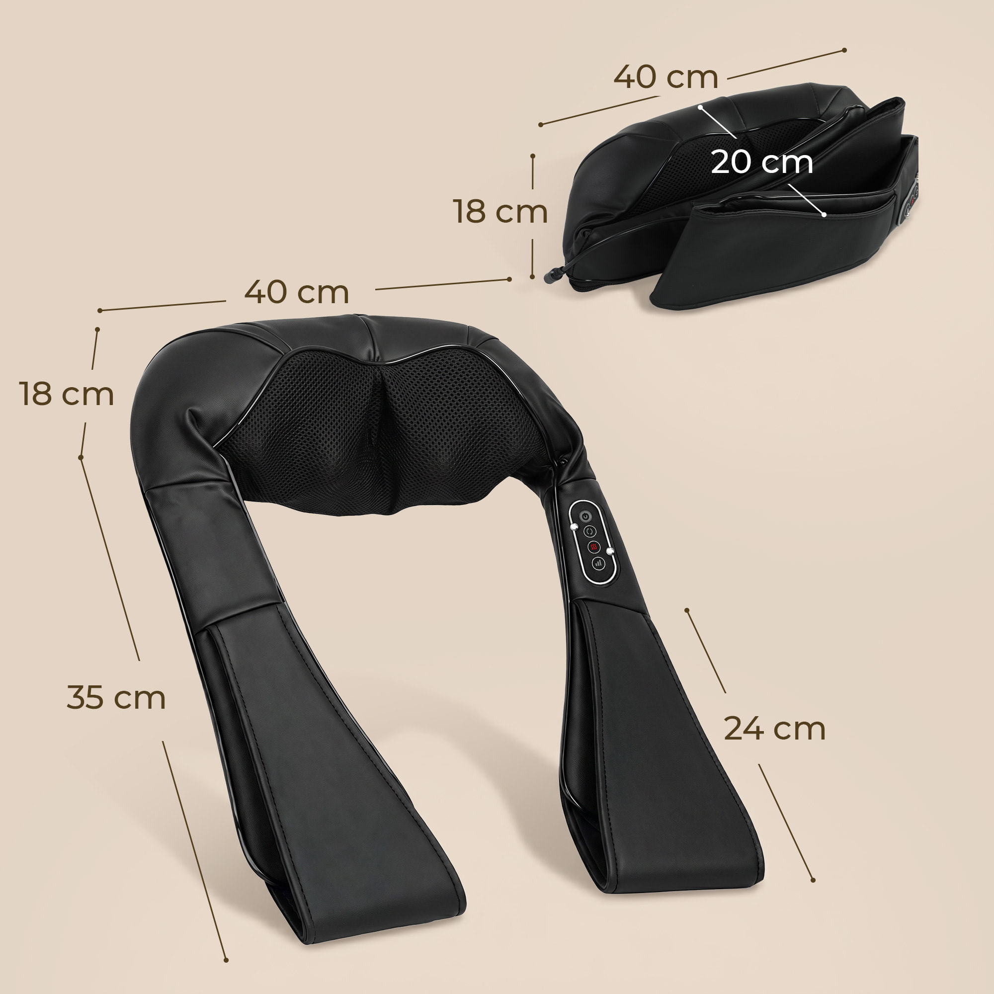Masajeador Cervical y Espalda con Calor y 8 Nodos Shiatsu, 3 Intensidades de Amasamiento 3D Masajeador de Cuello y Hombros, para Aliviar la Fatiga Muscular en Casa, Oficina y Coche