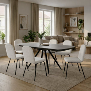 Set 2 sedie in tessuto beige con gambe nere in metallo - Karen