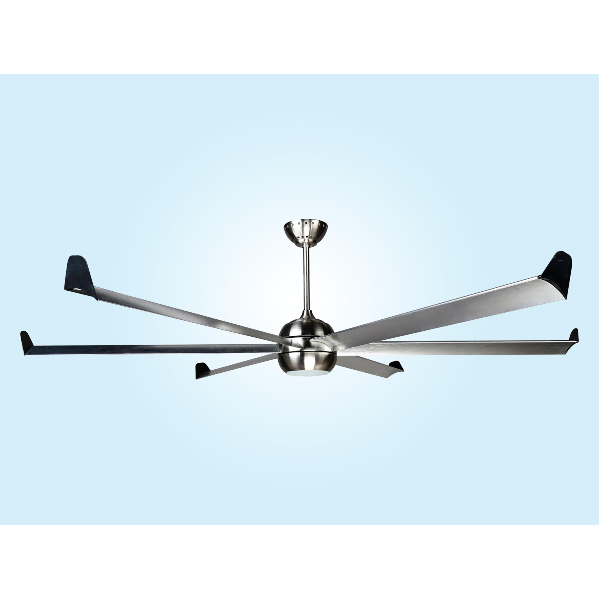 Ventilateur de plafond DC argent avec pales en aluminium 236cm et lumière pour 125m2