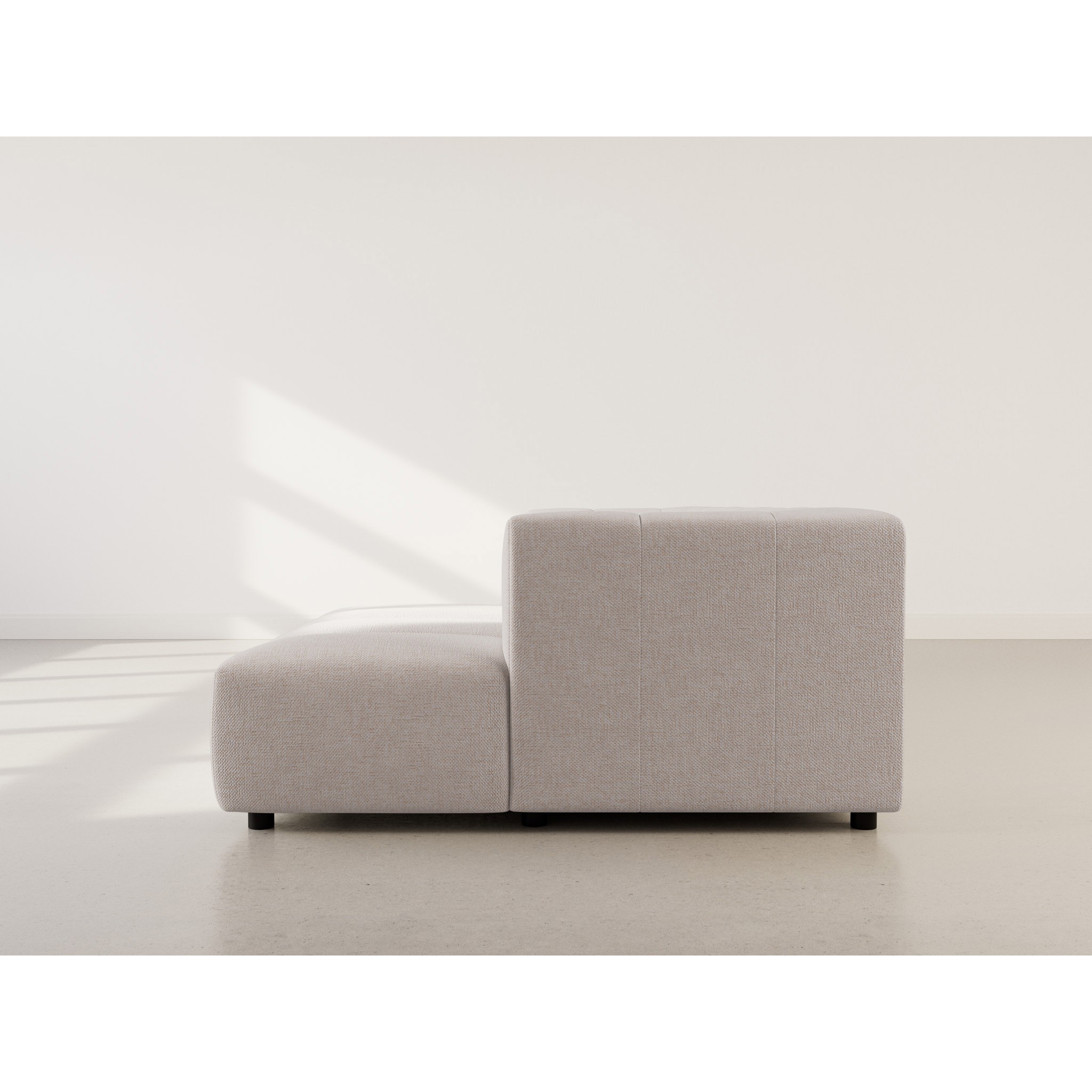 Curtis - canapé d'angle droit 4 places avec accoudoir en tissu texturé - Beige