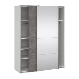 Guardaroba 2 ante Seraphine, Mobile camera da letto, Cabina armadio portabiti, Armadio appendiabiti, 150x61 h200 cm, Bianco e Grigio