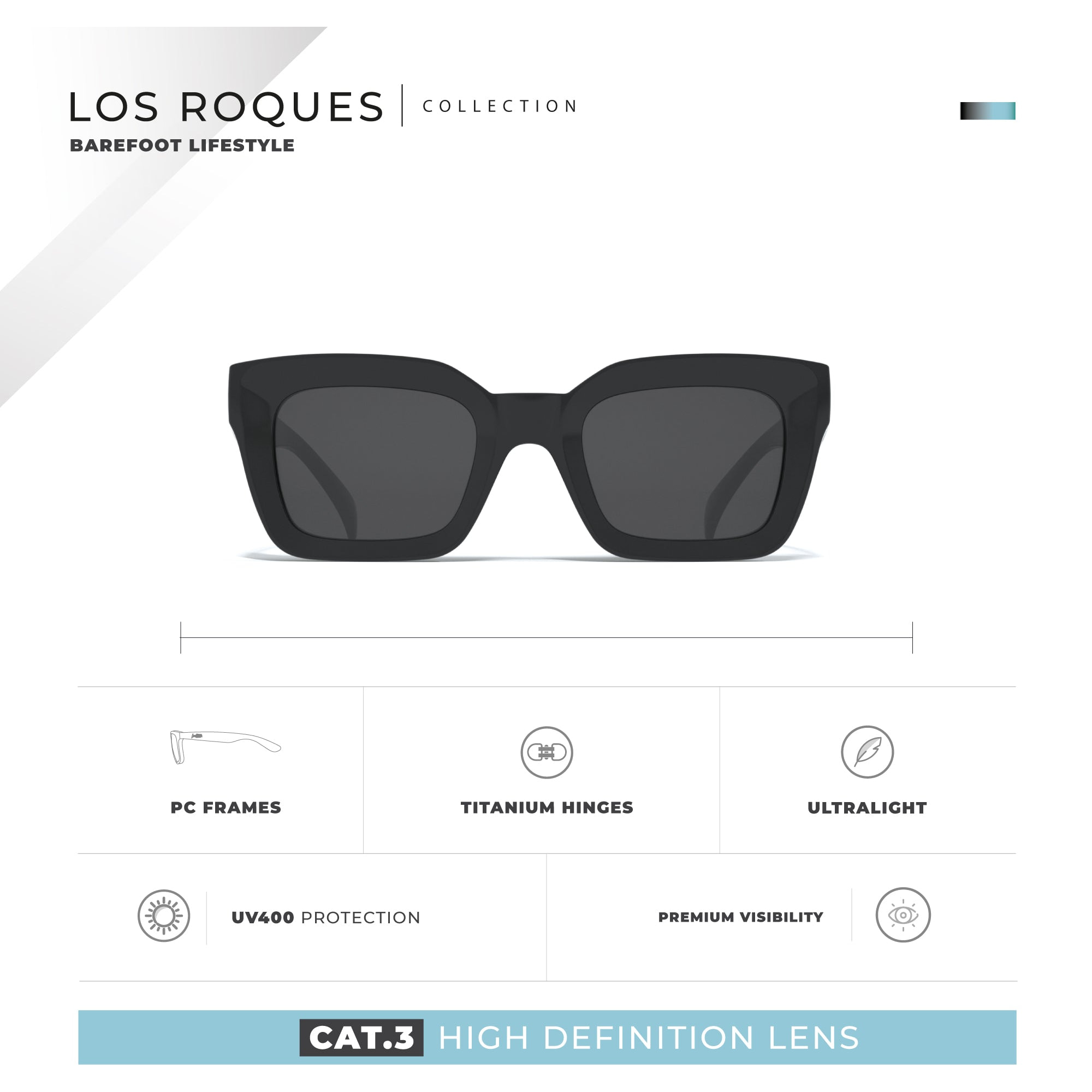 Gafas de Sol Los Roques Negro Hanukeii para hombre y mujer