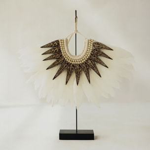 Collier en plumes blanches et coquillages PAPUA