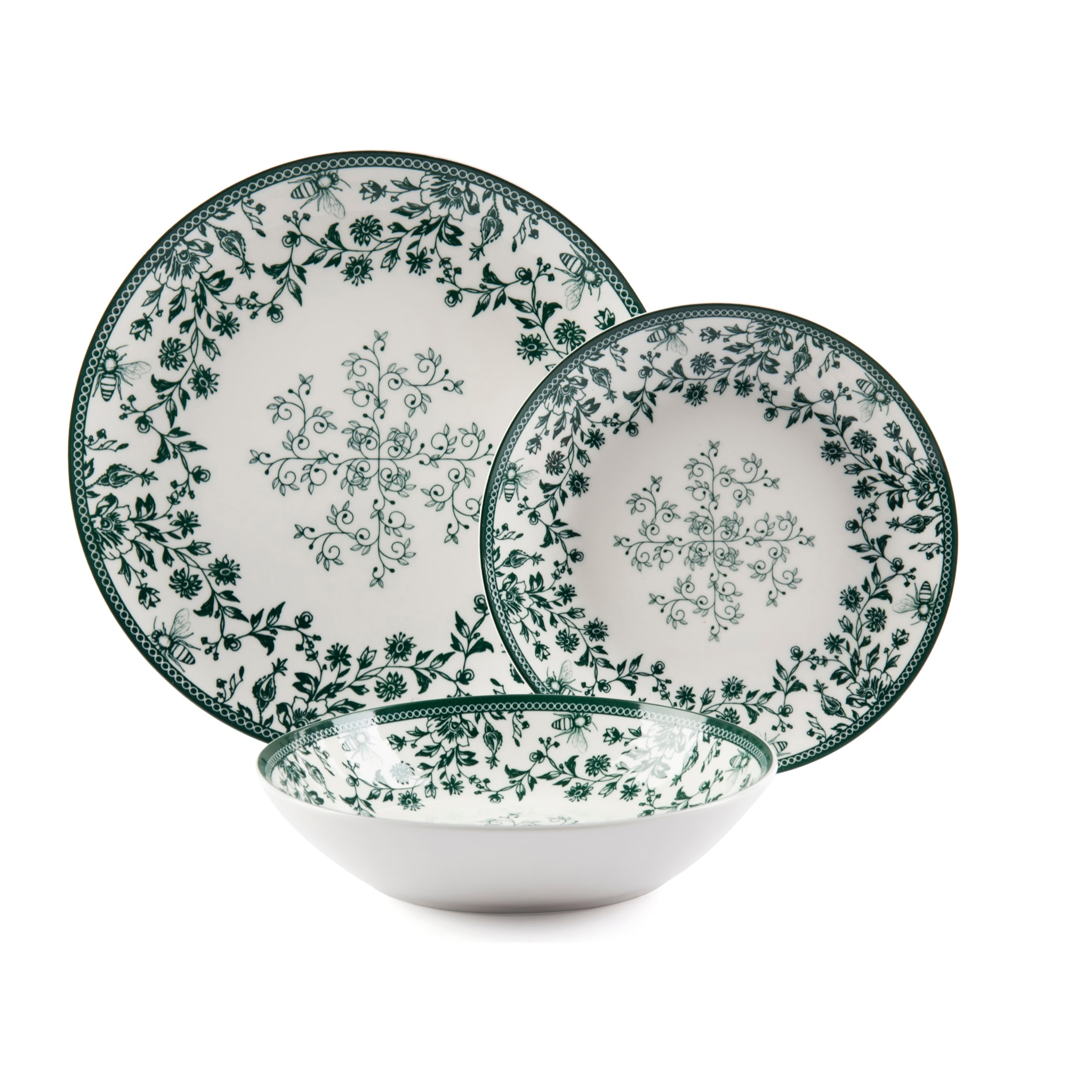 Service 18 Assiettes Excelsa – Giardino Segreto, Porcelaine Verte