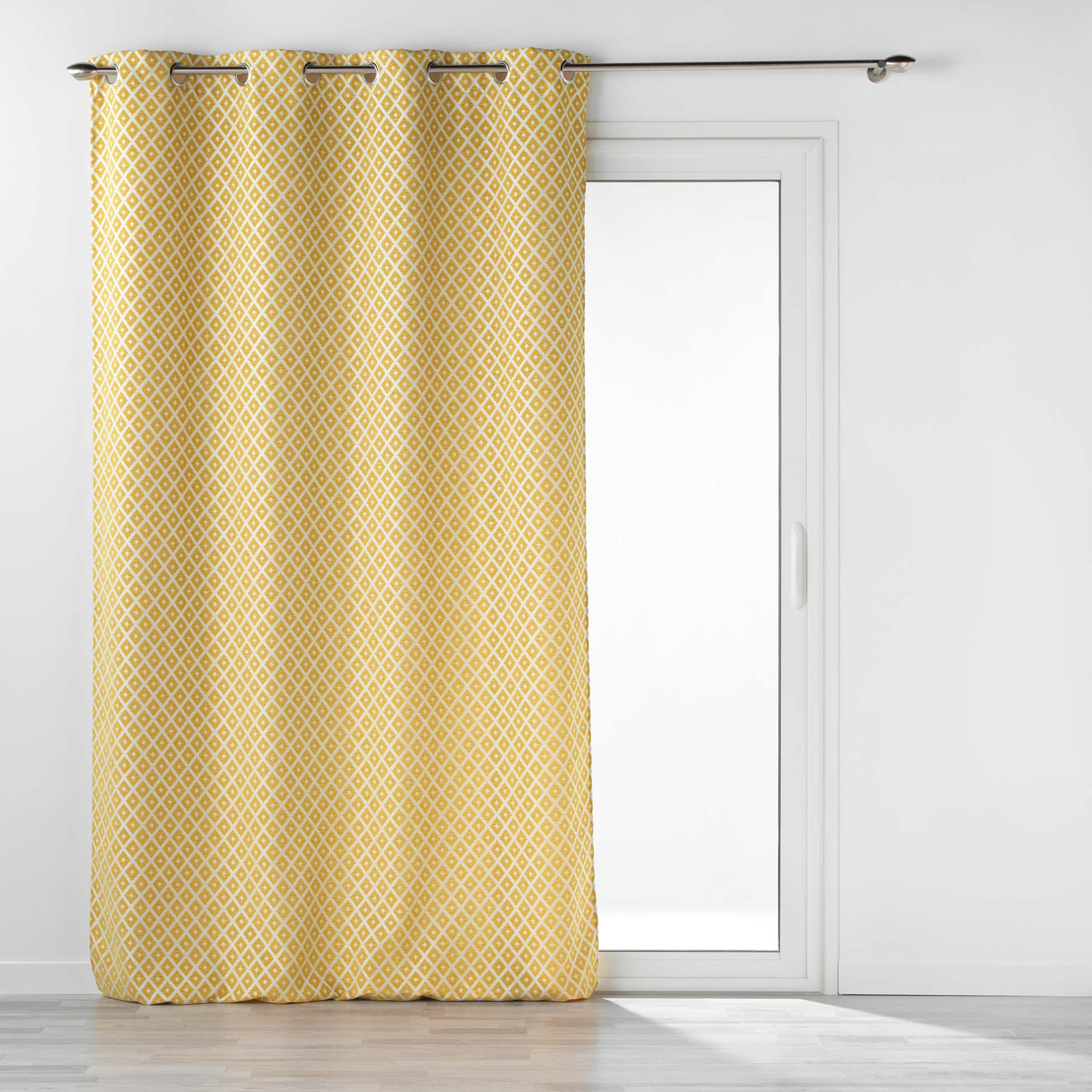Rideau Jacquard motif losange - Jaune
