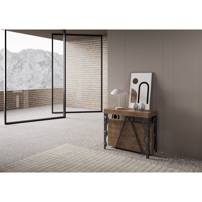 Consolle allungabile 90x40/300cm Aceres noce telaio antracite
