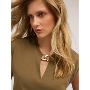 Motivi - Camiseta con detalle metálico - Verde militare