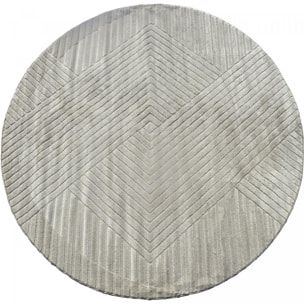 Très grans tapis rond de salon Ø240cm CERNAN Beige, tapis rond ton sur ton moderne