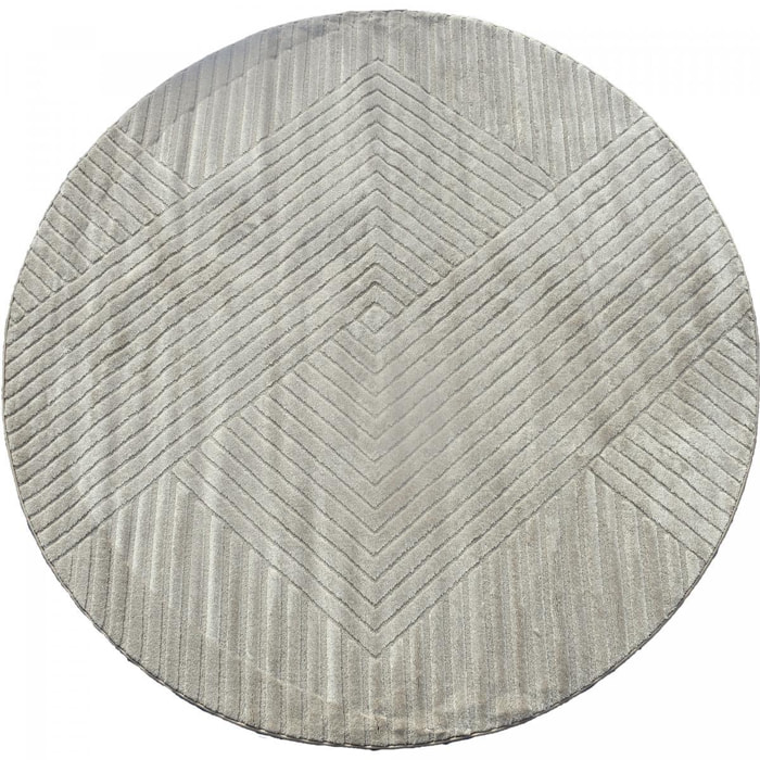 Très grans tapis rond de salon Ø240cm CERNAN Beige, tapis rond ton sur ton moderne