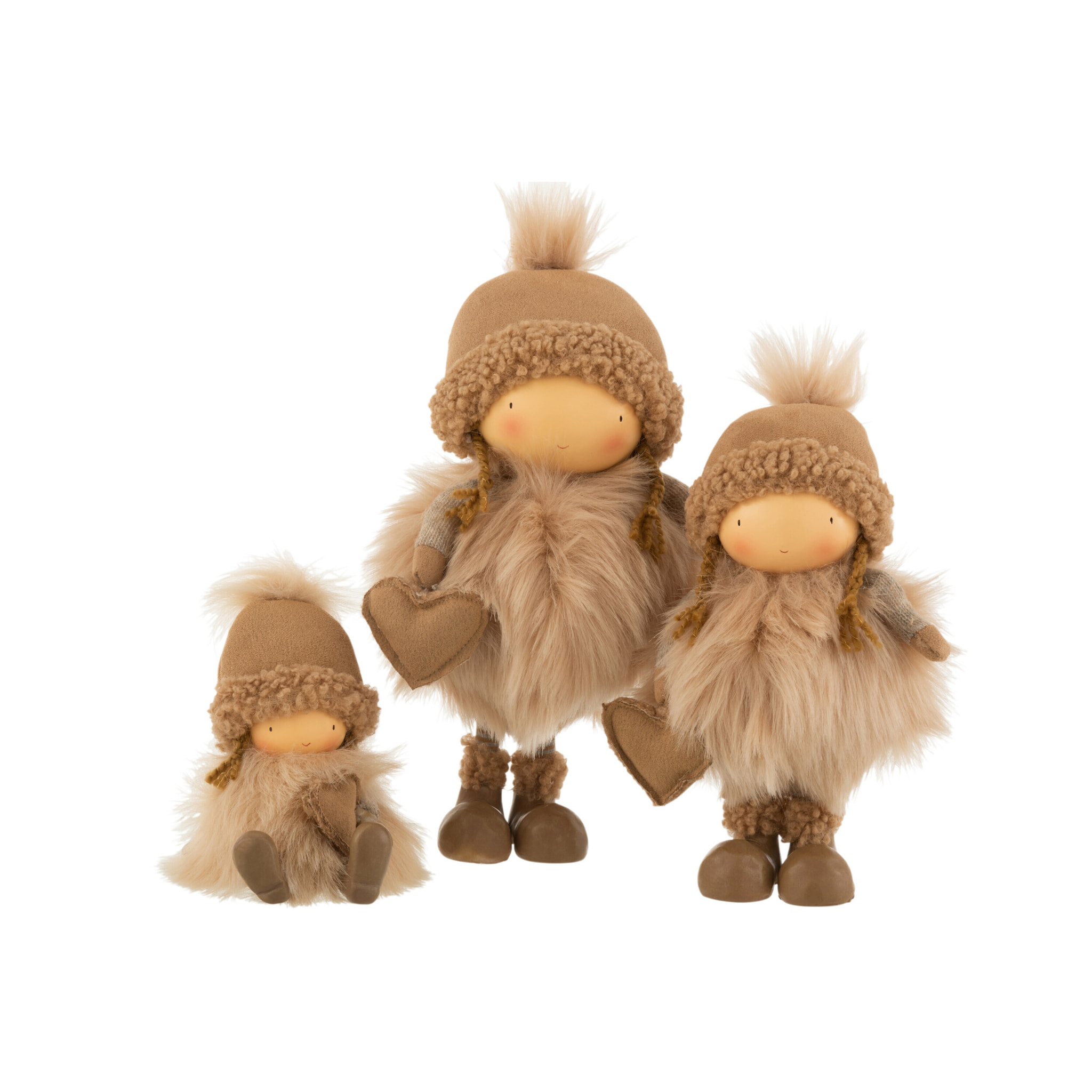 J-Line figurine Fille Hiver Coeur - polyrésine - beige - large - 2 pcs